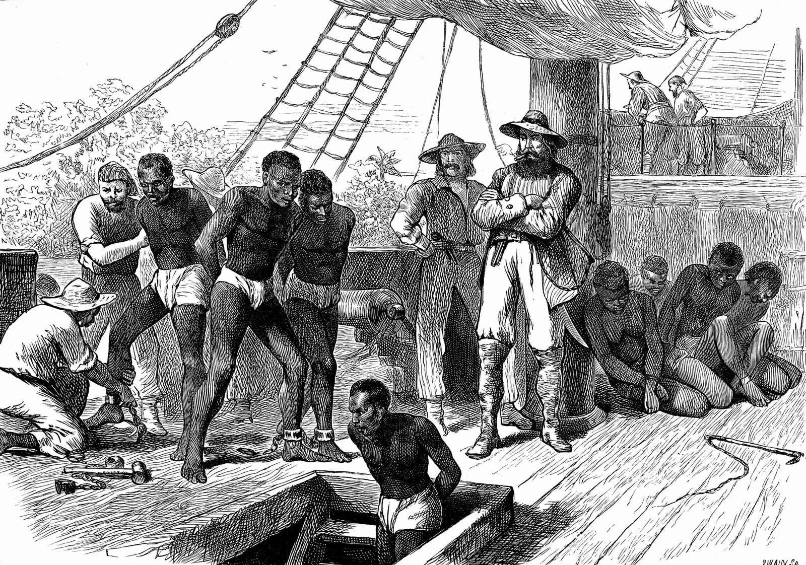 Captive Africans being transferred to ships along the Slave Coast for the transatlantic slave trade, c. 1880 J. U. Passion - Realtor, Writer, Preacher, Teacher