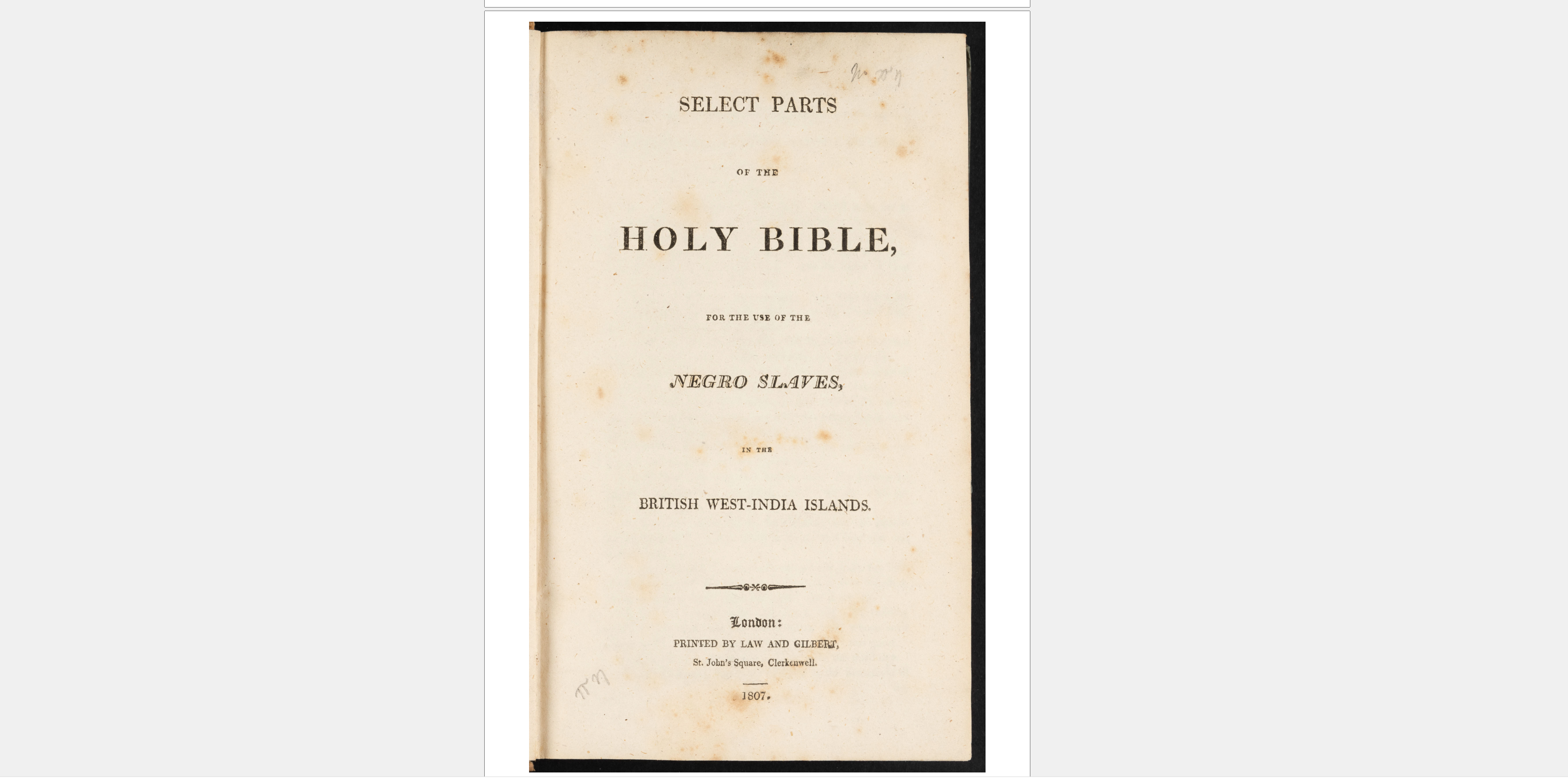 The Slave Bible or The Negro Bible