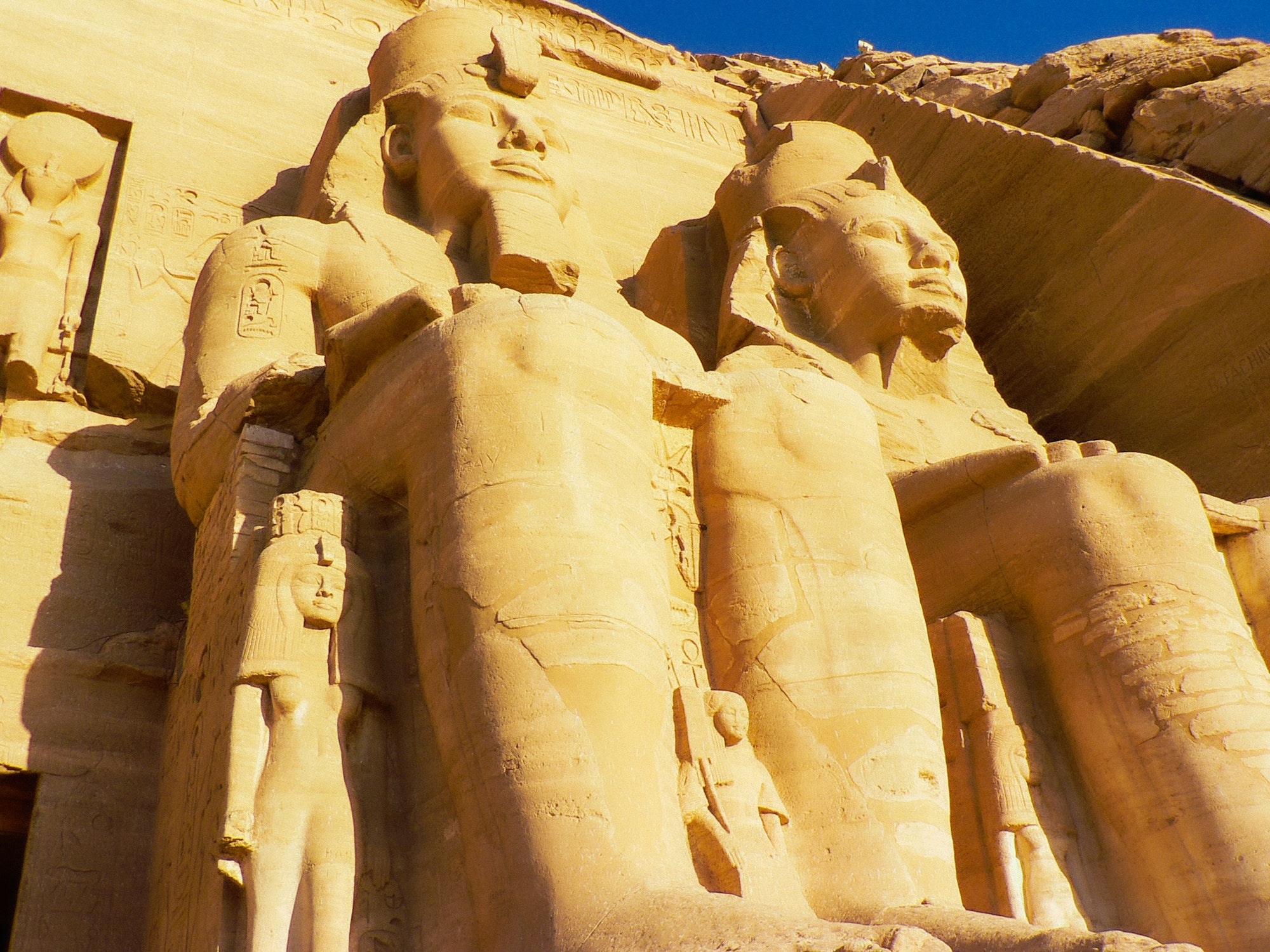 Sculptures of Abu Simbel Temples Abu in Egypt under the clear sky